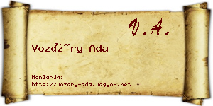 Vozáry Ada névjegykártya